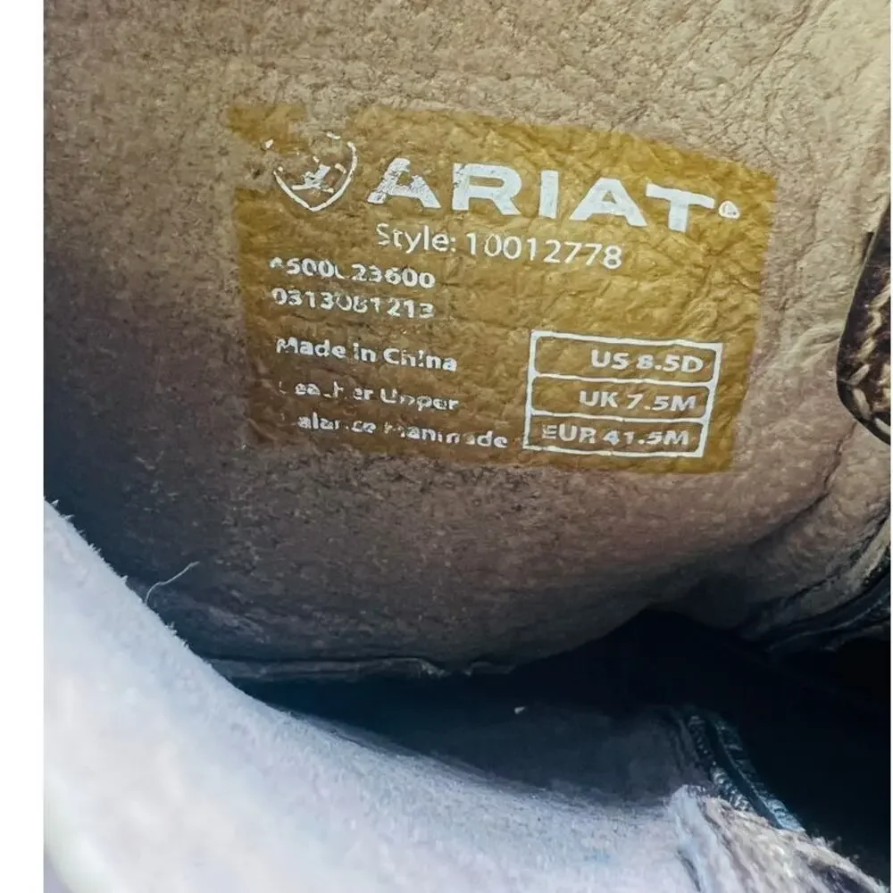 Ariat Mens 8.5 D Camo Distressed Leather Western Cowboy Work Boots Square Toe